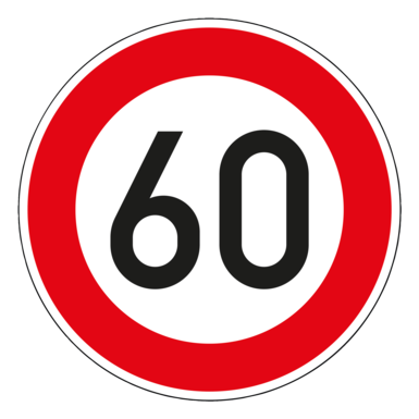 Verkehrszeichen 274-60 | Zulässige Höchstgeschwindigkeit 60 km/h