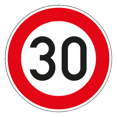 Verkehrszeichen 274-30 | Zulässige Höchstgeschwindigkeit 30 km/h