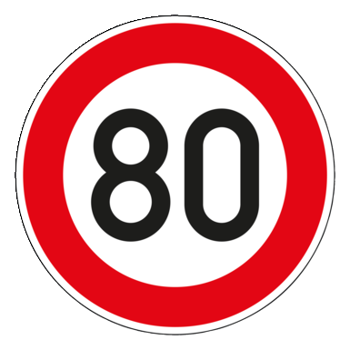 Verkehrszeichen 274-80 | Zulässige Höchstgeschwindigkeit 80 km/h