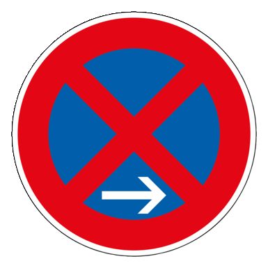 Señal de tráfico 283-20 | Parada y estacionamiento prohibido (término)
