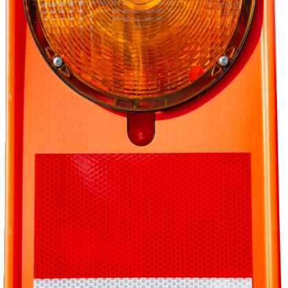 FlashMax Klappbake, rot, 710mm, mit gelber LED-Blitzleuchte, Folie