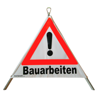Faltdreieck 700mm fluoreszierend VZ 101 Text "Bauarbeiten"